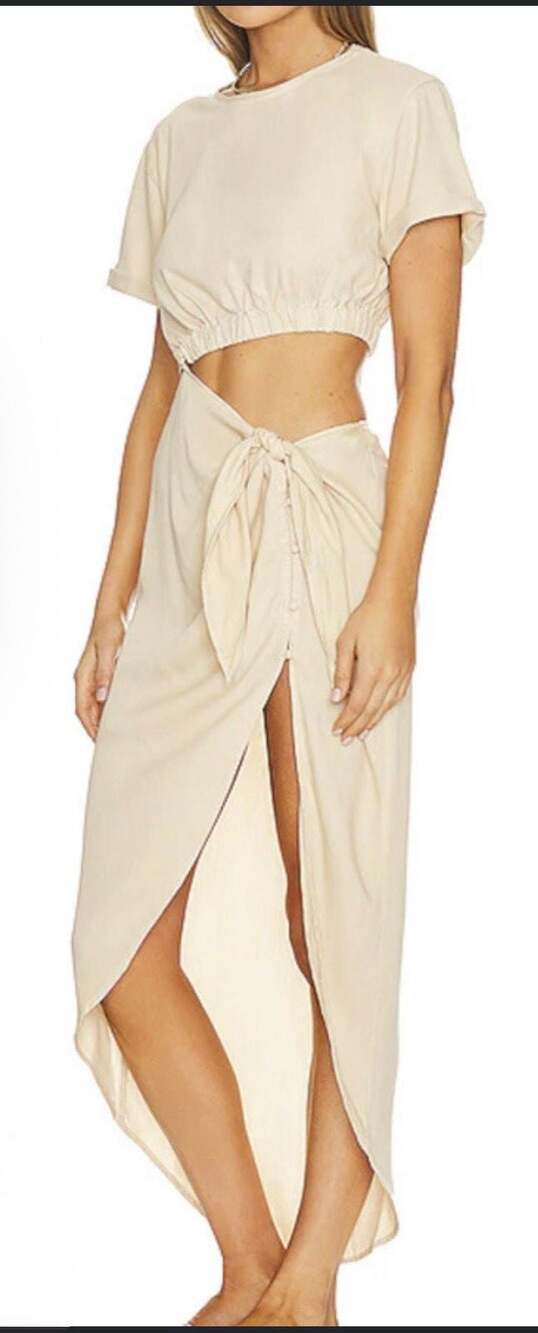 Free People Rae Maxi Dress in Summer Khaki Vacation Size Small